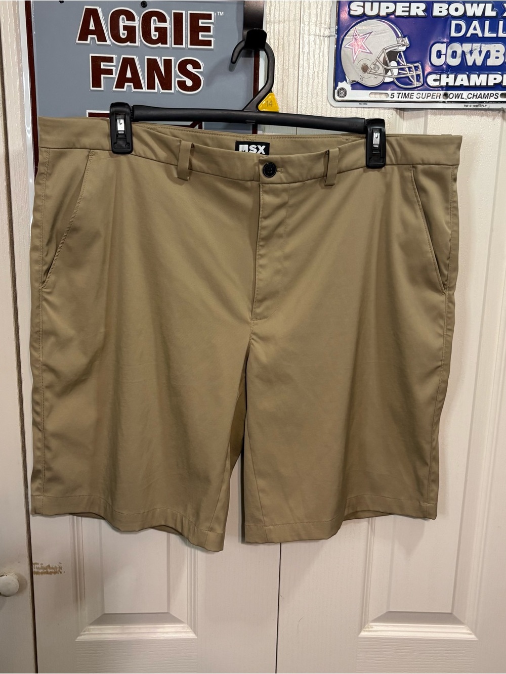 MSX Men's Flat Front Performance Shorts in Tan